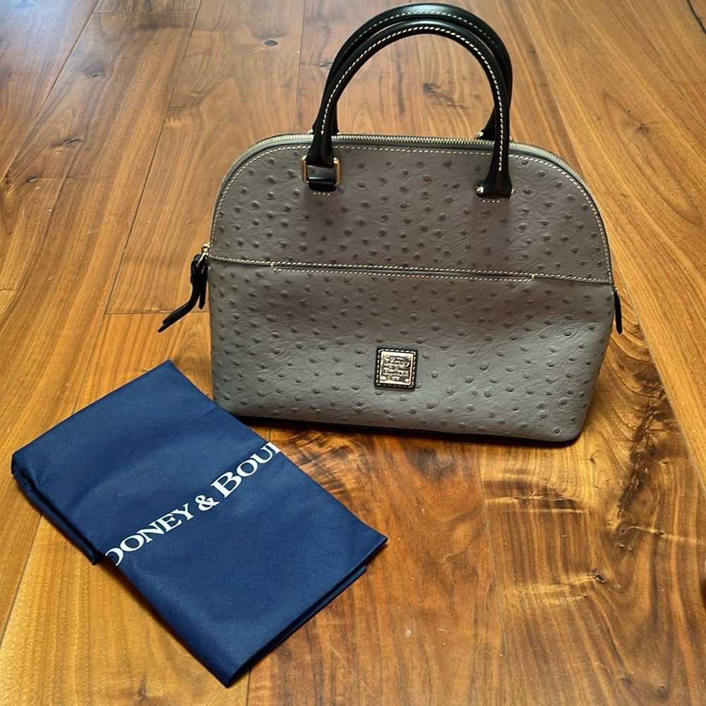 NWOT Dooney Bourke Ostrich Pattern Leather Dome Satchel.